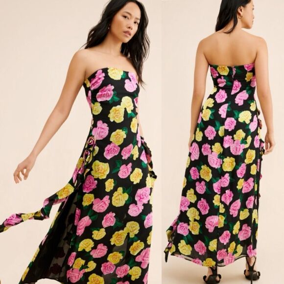 For Love And Lemons Dresses & Skirts - NWT For Love and Lemons Madison Maxi Black Dress Strapless Floral Size S